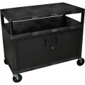 Luxor HEW335C-B Industrial Utility Cart with Cabinet, Black, 24