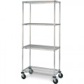 Metro N466BX Mobile Four Shelf Wire Cart with Chrome Finish, 21