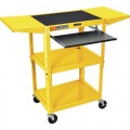 Luxor AVJ42KDBL-YELLOW Adjustable Height Workstation Cart with Keyboard Shelf and Drop Leaf Sides, 18