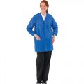 Worklon 3500 Static Dissipative Unisex Short Coat w/esd cuffs, V-Neck, Royal Blue, Small 