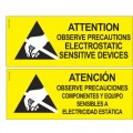 Desco 06750 Static Sensitive Area Warning Sign, (2-Sided Bilingual) 