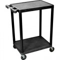 Luxor HE32-B 2 Shelf Utility Cart, Black, 18