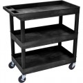 Luxor EC111 3-Shelf Utility Cart, Black, 18