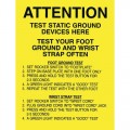 Desco 06741 Attention Foot/Wrist Ground Tester Sign, 17