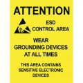 Desco 06742 Attention ESD Area Warning Sign, 17