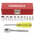 Stanley-Proto J47110 12PC SOCKET SET 1/4DR 12-PT W/BOX PROTO 