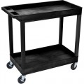 Luxor EC11 2-Shelf Utility Cart, Black, 18