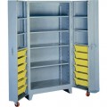 Lyon 1127 Four-Shelf Storage Cabinet with 12 Bins, 39