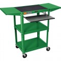 Luxor AVJ42KBDL-GREEN Adjustable Height Workstation Cart with Keyboard Shelf and Drop Leaf Sides, 18