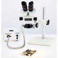Meiji TKMZ-A Microscope With Boom Stand & Fiber Optic Ring Light 