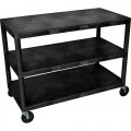 Luxor HEW335-B 3 Shelf Industrial Utility Cart, Black, 24