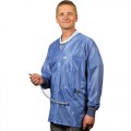 Tech Wear X2-HOJ-23C-S ESD-Safe Jacket with Cuffs, Blue, Small 