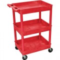 Luxor RDSTC111RD 3 Shelf Utility Tub Cart, 18