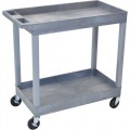 Luxor EC11 2-Shelf Utility Cart, Gray, 18