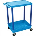 Luxor BUSTC21BU Utility Cart with Flat Top and Tub Bottom Shelf, Blue, 18
