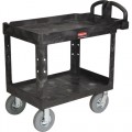 Rubbermaid 4520-10 2-Shelf Utility Cart w/Lipped Shelf (Med) with Pneumatic Casters, 45-1/4