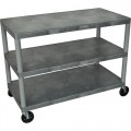 Luxor HEW335-G 3 Shelf Industrial Utility Cart, Gray, , 24