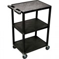 Luxor HE42-B 3-Shelf Utility Cart, Black, 18