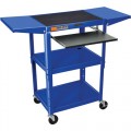 Luxor AVJ42KBDL-BLUE Adjustable Height Workstation Cart with Keyboard Shelf and Drop Leaf Side Shelves, 18