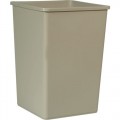 Rubbermaid 3958 Indoor Waste Basket Square Base, Beige, 35 Gallon 