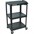 Luxor AVJ42-BLACK Adjustable Height Utility Cart, 18